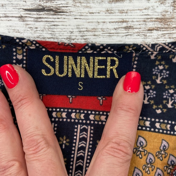 Anthropologie Sunner Patchwork 70s Boho Peasant Blouse  100% Cotton Small GUC - Picture 4 of 8